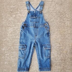 Duluth Trading Co Toddler Denim Blue Jean Overalls, Cargo 8 Pocket Sz 2T